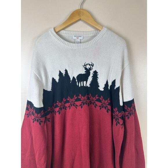 VTG 90s Dockers Mens Sweater Pullover Knit Size XXL Reindeer Snowflake Christmas - Picture 2 of 12